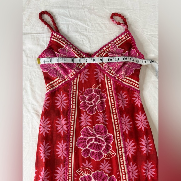 Farm Rio Red Pink Palm Floral Boho Maxi Dress XS Summer Vacation Festival - Picture 5 of 13